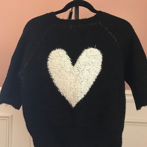 “love “ Short sleeve woven sweater